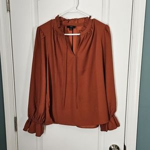 J Crew burnt orange peasant blouse